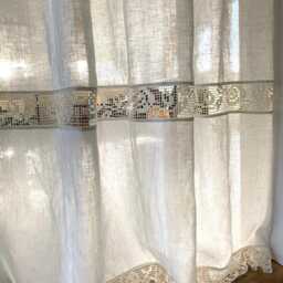Rose Lace Linen Curtain Natural White Custom Made Drapery - thumbnail 3