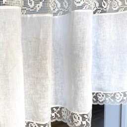 Rose Lace Linen Curtain Natural White Custom Made Drapery - thumbnail 2