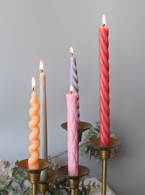 Handmade Soy Wax Taper Candles, Twisted, Spiral, Diamond - image 1