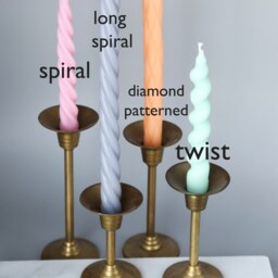 Handmade Soy Wax Taper Candles, Twisted, Spiral, Diamond - thumbnail 3