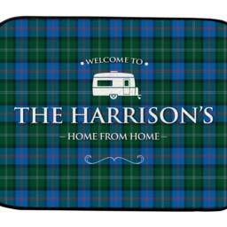 Personalised Caravan Mat - Blue Tartan, Mobile Caravan Trailer Door 44cm X 32cm Indoor Use - thumbnail 2