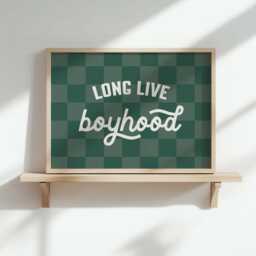 Boyhood Checkered Print Green Kids Room Wall Art - thumbnail 3
