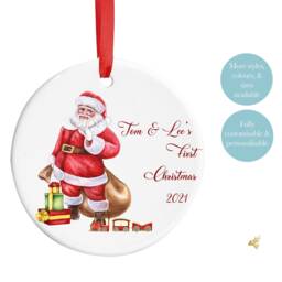 Personalised Baby's First Christmas Ornament Custom Name Bauble For Holiday Tree Decor - thumbnail 1
