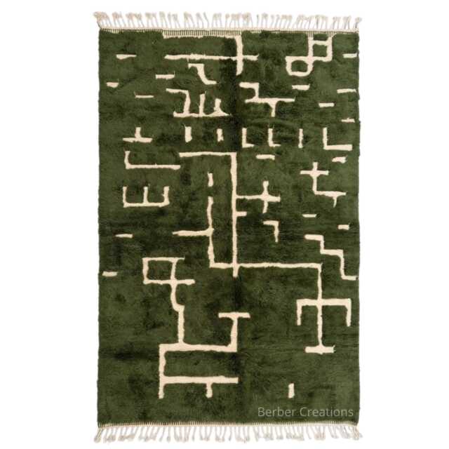 Custom Green Moroccan Rug - Handwoven Wool Berber Rug, Moss Area Authentic Beni Ourain, Mid Century Modern - image 1