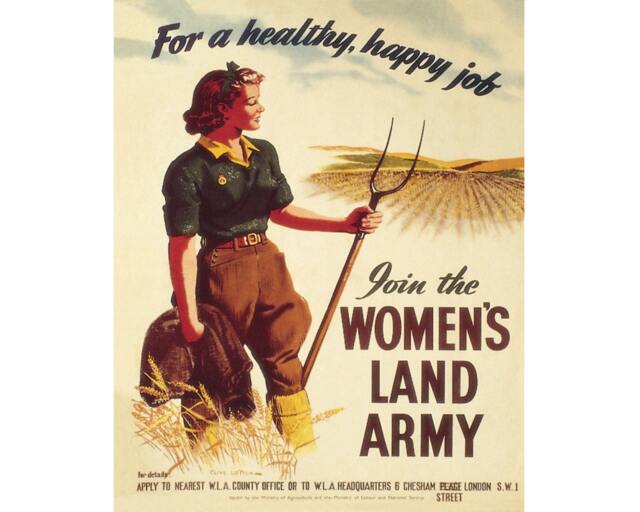 World War Propaganda Woman's Land Army For A Healthy Happy Job Vintage Advertising Enamel Metal Tin Sign Wall Plaque