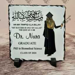 Personalised University Graduation Slate Frame Gifts For A Muslimah Friend Square Rock Duaa Qur'aan Ayat Science Degree Bsc Uni Grad - thumbnail 3