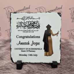 Personalised University Graduation Slate Frame Gifts For A Muslimah Friend Square Rock Duaa Qur'aan Ayat Science Degree Bsc Uni Grad - thumbnail 2