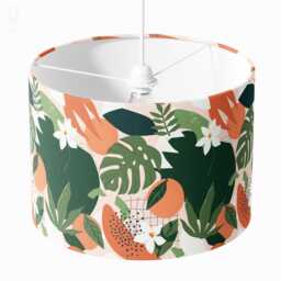 Tropical Palm Leaf Lampshade Orange & Green Velvet, Abstract Print - thumbnail 1