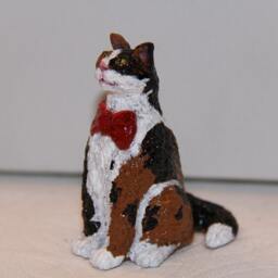 Calico Cat With Red Bow, 100% Handmade - thumbnail 2