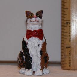 Calico Cat With Red Bow, 100% Handmade - thumbnail 4