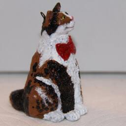 Calico Cat With Red Bow, 100% Handmade - thumbnail 3