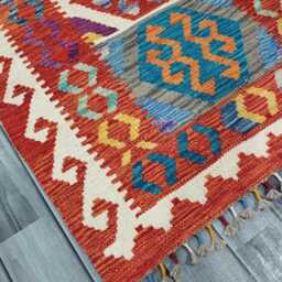 Runner Rug Tribal, Handmade Artisan Afghan Turkish, Scandinavian, Navajo, Bohemian, Wool Flatweave Multicolour Kilim 192x78 cm - thumbnail 2