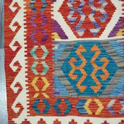 Runner Rug Tribal, Handmade Artisan Afghan Turkish, Scandinavian, Navajo, Bohemian, Wool Flatweave Multicolour Kilim 192x78 cm - thumbnail 4