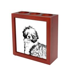 Portuguese Water Dog - Wooden Stand For Candles/Pens With The Image Of A Dog New Collection - thumbnail 1