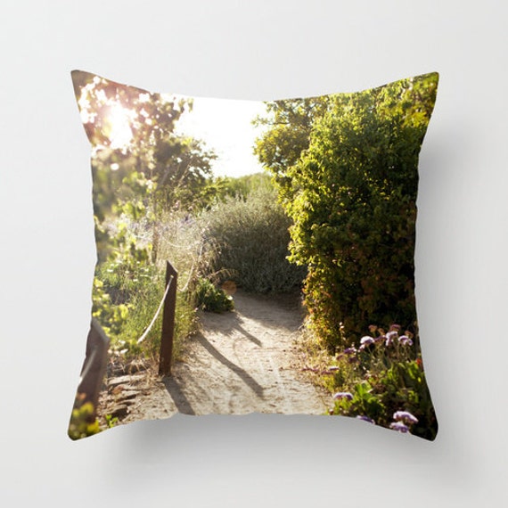 Sunset Pillow - Nature Case Walking Path 16x16 18x18 20x20 Cover - image 1