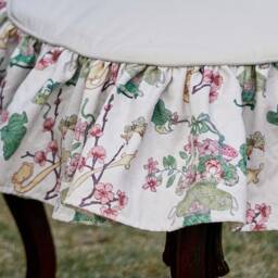 Ruffled Floral Chair Cover, French Country Style Velvet Seat Slipcover - thumbnail 3