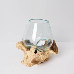 Blown Glass Medium, Melted Glass, Molten Succulent Vase, Hand Recycled Handmade Statue, Home Table Decor, Special Gift - thumbnail 3