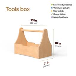 Play Tool Box Set With Tools - Christmas Gift For Toddler Boy, Wooden Montessori Toys, Toy Storage, First Birthday Grandson, Boys - thumbnail 4