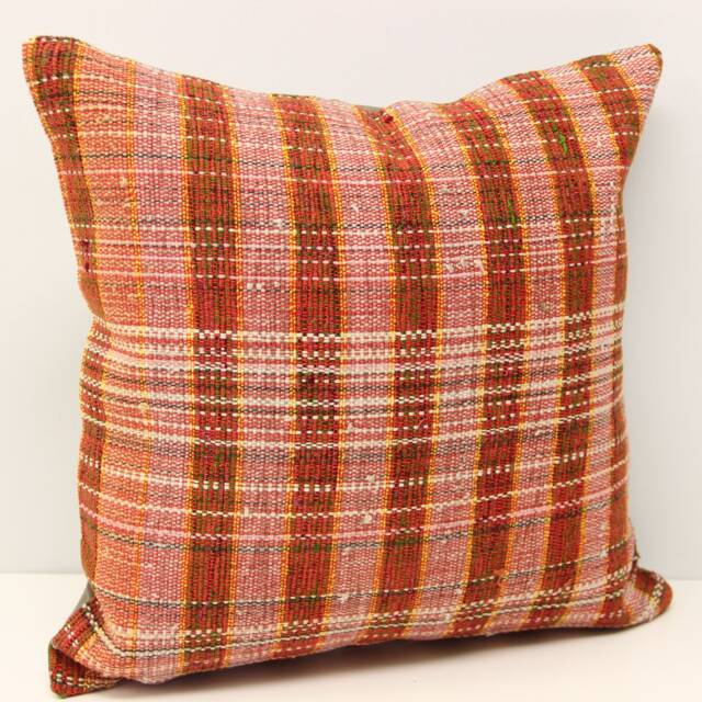 Handmade Kilim Pillow Cover 16x16, Turkish Boho Cushion - image 1