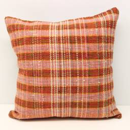Handmade Kilim Pillow Cover 16x16, Turkish Boho Cushion - thumbnail 2