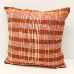 Handmade Kilim Pillow Cover 16x16, Turkish Boho Cushion - thumbnail 3