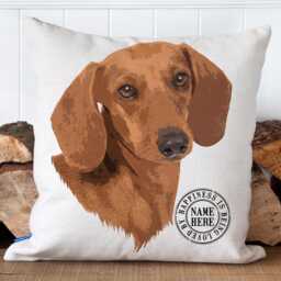 Personalised Tan Dachshund Cushion Cover Dog Throw Pillow Custom Dogs Bed Decor New Puppy Pooch Sausage Birthday Gift Ekdc16