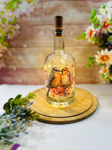 Bird Bottle Lamp, Led Fairy Lights, Novelty Home Decor - image 1