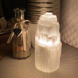Selenite Tower Lamp Natural Crystals Spiritual Home Decoration Night Light Table For Sale Satin Spar Crystal Lighting Decor Shop