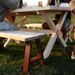 Reclaimed Wood Outdoor Dining Table Set With Benches - Rustic Garden Patio Furniture - thumbnail 4