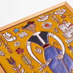 Greek Island Man Wall Decor Folk Art Handmade Ceramic Tile Housewarming Gift Modern Traditional Vintage Style Home Farm House Table Greece - thumbnail 2
