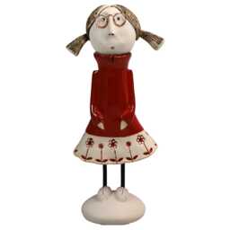Contemporary Figurine Good Friends Charming Girl With Pigtails Wearing Glasses