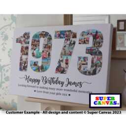 Happy 50Th Birthday 1975 Personalised Mum Dad Wife Husband Friend Picture Photo Party Board Collage Framed Canvas Print Gift - thumbnail 3