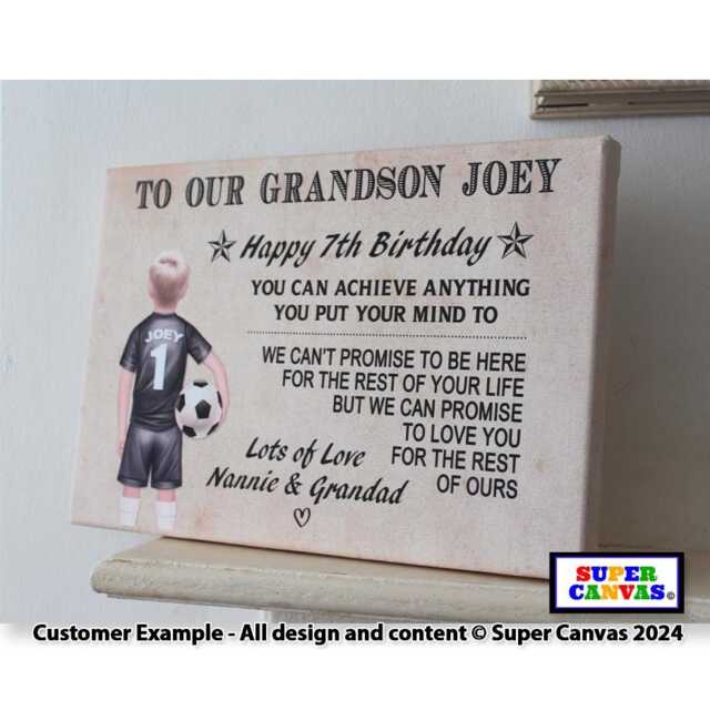 To My Our Grandson Granddaughter Boy Child Personalised Football Shirt Picture Wall Art Framed Canvas Print Birthday Gift From Grandparent - image 1