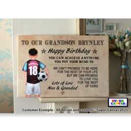 To My Our Grandson Granddaughter Boy Child Personalised Football Shirt Picture Wall Art Framed Canvas Print Birthday Gift From Grandparent - thumbnail 2