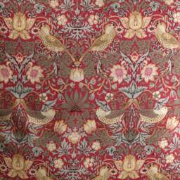 William Morris Strawberry Thief Cushion Red Bird Floral Pillow Cover Victorian Decor - thumbnail 2