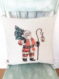 Linen Santa Pillow Cover Farmhouse Christmas Decor - thumbnail 1