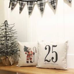 Linen Santa Pillow Cover Farmhouse Christmas Decor - thumbnail 2