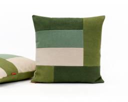 Green Geometric Pillow - Color Block Modern Patchwork Mixed Fabric Case Handmade From Upholstery Fabrics By Ellaosix - thumbnail 1