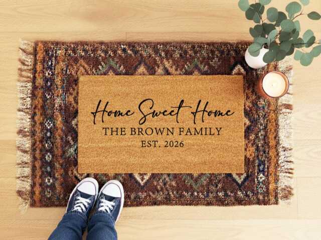 Home Sweet Entrance Mat - Personalized Front Door Doormat Gift For New Coir Non-Slip Fall Decor - image 1