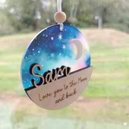 Love You To The Moon & Back Gift/Suncatcher Christmas Tree Ornament - thumbnail 3