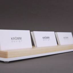 Maple Wood Business Card Stand, Acrylic Base, 3-Slot Display - thumbnail 3