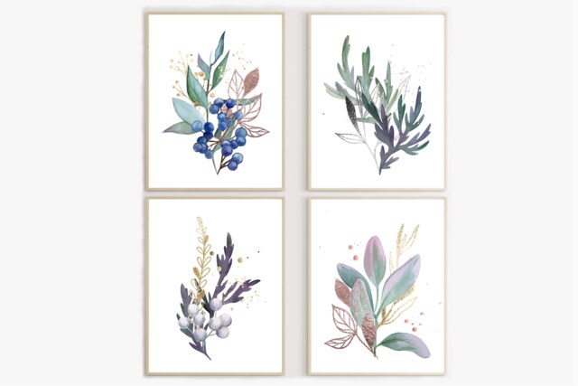 Purple Leaf Watercolor Print Botanical Wall Art - Digital Option - image 1