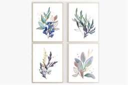 Purple Leaf Watercolor Print Botanical Wall Art - Digital Option - thumbnail 1