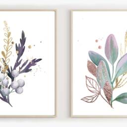 Purple Leaf Watercolor Print Botanical Wall Art - Digital Option - thumbnail 3