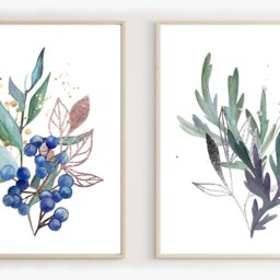 Purple Leaf Watercolor Print Botanical Wall Art - Digital Option - thumbnail 2