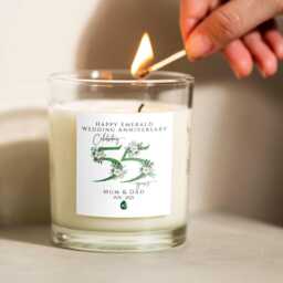 55Th Wedding Anniversary Candle, Emerald Gift, Personalised Candle, 55Th Parent, Grandparent - thumbnail 3