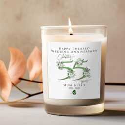 55Th Wedding Anniversary Candle, Emerald Gift, Personalised Candle, 55Th Parent, Grandparent - thumbnail 4