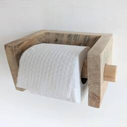 Rustic Reclaimed Wood Toilet Roll Holder Made From 100% Materials With A Natural Finish, Sustainable Handmade Homeware/Decor