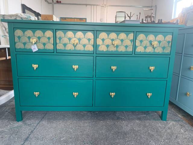 Large Art Deco Chest Of Drawers Painted Bespoke Stencilled - image 1