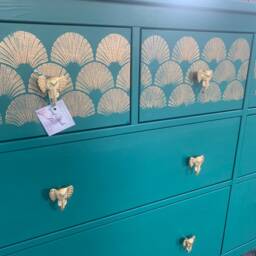 Large Art Deco Chest Of Drawers Painted Bespoke Stencilled - thumbnail 3